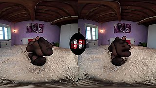 Lovely Petra Flaunts Off Her Covered-Nylon Feet In Her Bedroom - Hot Brunette With Great Legs Solo Vr Foot Fetish