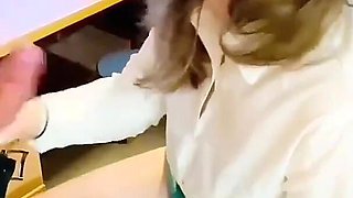 Office Cum Eating, Day at the Office, Soda Blowjob and Cum, Cheating Wife Sucks Boss Dick and Eats His Cum