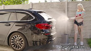 Titty having intercourse big tit car cleaning girlfriend
