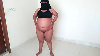 Saudi Muslim Burqa and Hijab Sexy Maid with Big Tits and Big Ass Sweeps the House