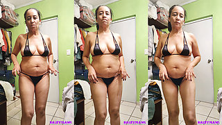 HORNY BUSTY HOUSEWIFE IN A TINY BIKINI DANCING I