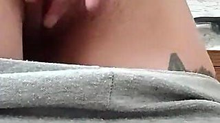 Skinny Brunette Masturbates on the Kitchen Table