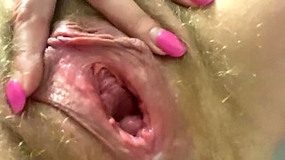 Pissing, Pee, Farting and Very Sexy Close up Hairy Pussy Gape