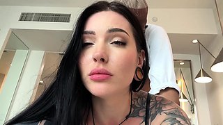 Inked Goth Goddess Takes Massive Black Cock in Her Tight