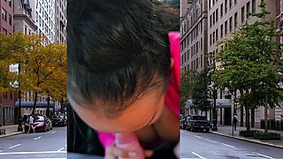 Thai MILF big cock car blowjob in public