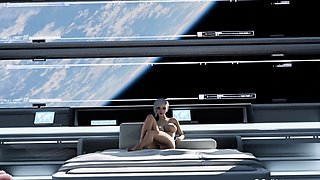 3D animation fuck on a space station with sexy blonde