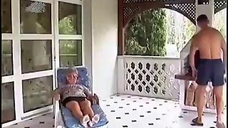 Sexy granny governess exploits a paid worker for sex