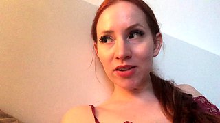Amateur cougar MILF with small boobs is jerking cock