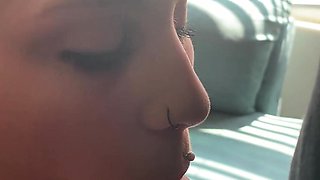 POV blowjob footjob handjob with Karla Kush eating cum