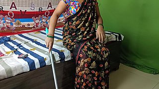 The Lonely Maid Was Inserting a Wiper in Her Pussy in the Owner's Room. the Owner Came and Fucked Her with Hindi Voice.