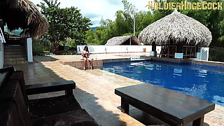 Horny MILF Cheats on Her Husband in the Pool with a Stranger
