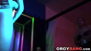 Gangbanged babes jizzed