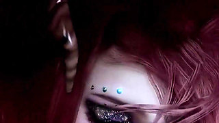 BBC. Halloween Red-haired Succubus Girl Swallows and Greedily Sucks Ricky Johnson's Big Black Cock