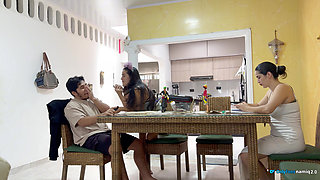 I fuck my girlfriend's daughter 18+ at the table while she doesn't see us!