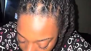 Perky amateur rides and sucks black dick pov style