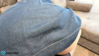 My Neighbor, Wearing a Denim Skirt, Is Asking Me to Cum All Over Her Big Ass! She’s Just so Alluring.