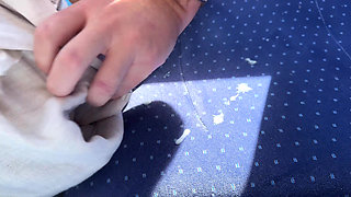 Crazy Risky Handjob in the Train and Left a Surprise on the Seat