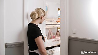 Sensual maid radiates passionate threesome fire through intense desire