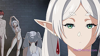 Frieren x Fern x Ubel: Hot Lesbians Threesome (Cartoon Sex)