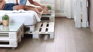 Cute dark-haired teen enjoys gonzo play