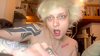 Goth Girl Lipstick Fetish Smoking a Cigarette