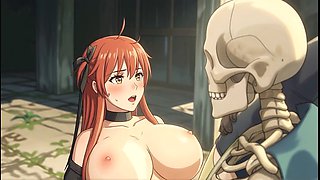Cartoon animated, anime monster, blowjob on knees