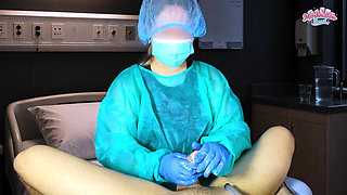 The Doctor Took the Patient's Semen Sample in Hospital. Post Orgasm