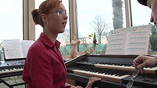 Ginger teen gets fucked by her piano teacher