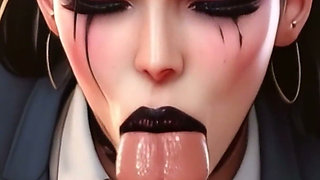 Every Boss’s Dream - Goth Secretary Relaxes Him Before the Meeting (ai Generated)