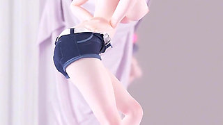 [mmd] 鸣潮 今汐aoa - Heart Cropped Shorts; Belly Top; Striptease