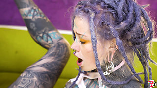 Threesome Anal Only Alternative Dreadlocks Girl Double Anal, Prolapse, Gape