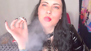 Sub Ffw Smoking in Her Pvc Outfit & Red Lipstick