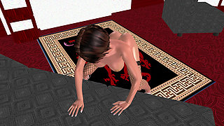 Animated 3D Cartoon Porn - Beautiful Girl Bent Over Bed with Cucumber & Anal Plug Multiple Orgasms