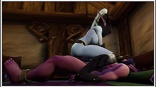 Bound and helpless while she rides him to ecstasy