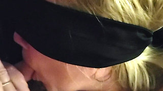 blindfolded girlfriend sucks dick and masturbates