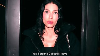 Beautiful brunette begs to fuck her after date night