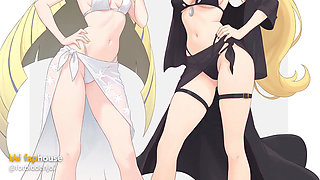 voiced Cynthia & Lusamine's Sex League Challenge Stepmommy, Ruined Orgasm, Humiliation, Threesome, Lesbians, Femdom