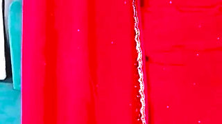 Dressed in a Full Indian Red Outfit and High Heels
