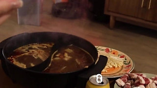 Hot Chinese Wife Prepares Hot Pot.... Eats Stepdaddy's Cum with Her Chopsticks