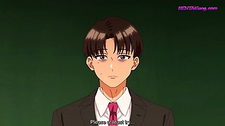 Anime college babe gets panties pulled by strict teacher