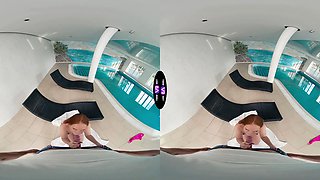 Chesty babe taunts and fucks fortunate boy by the pool - tmwvrnet