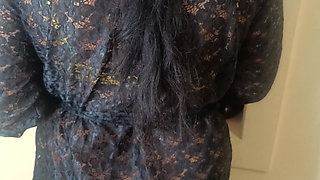 Black Colour Transparent Dress