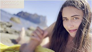 Hottest Handjob With Cumshot In The Beach