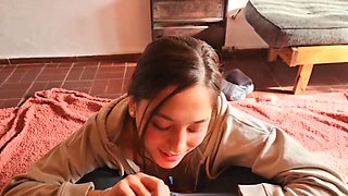 ALONE WITH MY FRIEND'S COUSIN. I SPOIL HER FACE WITH MILK