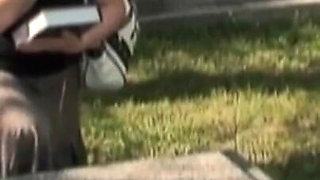 The old lady discovers a boy masturbating