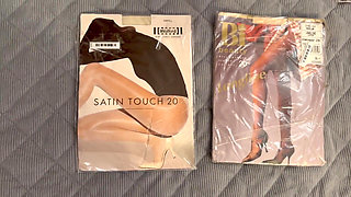Footjob in Italian Pantyhose