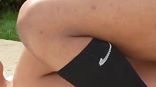 Muscular Pisinero with Huge Cock Fucks Me in the Outdoor Pool