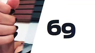 Long-legged Asian shemale in colorful bikini teases with