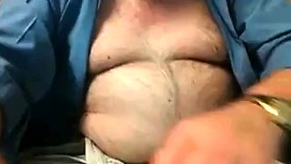 Hairy Grandpa Bear Strokes His Big Cock