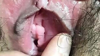 Amateur Korean cutie with tight hairy pussy gives blowjob